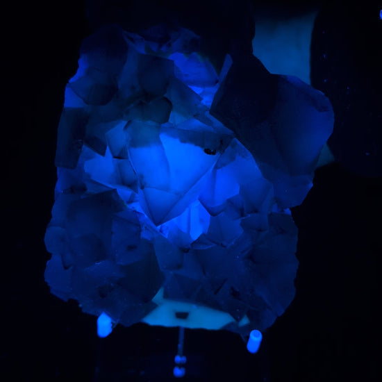 Rare De’an Fluorite Cluster – fluorescence video 