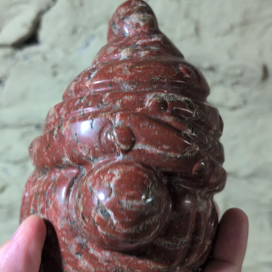 360° rotation video of polished Red Jasper Gnome carving