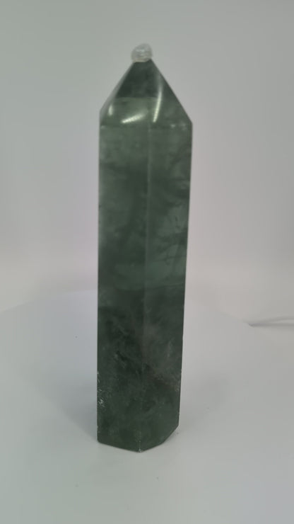 360° rotation video – Green Fluorite tower, 19 cm, premium specimen