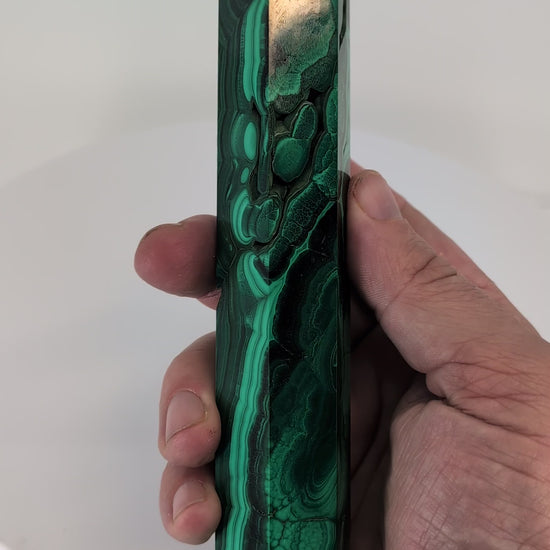 360° rotation video – Malachite tower, 22 cm, premium polished specimen