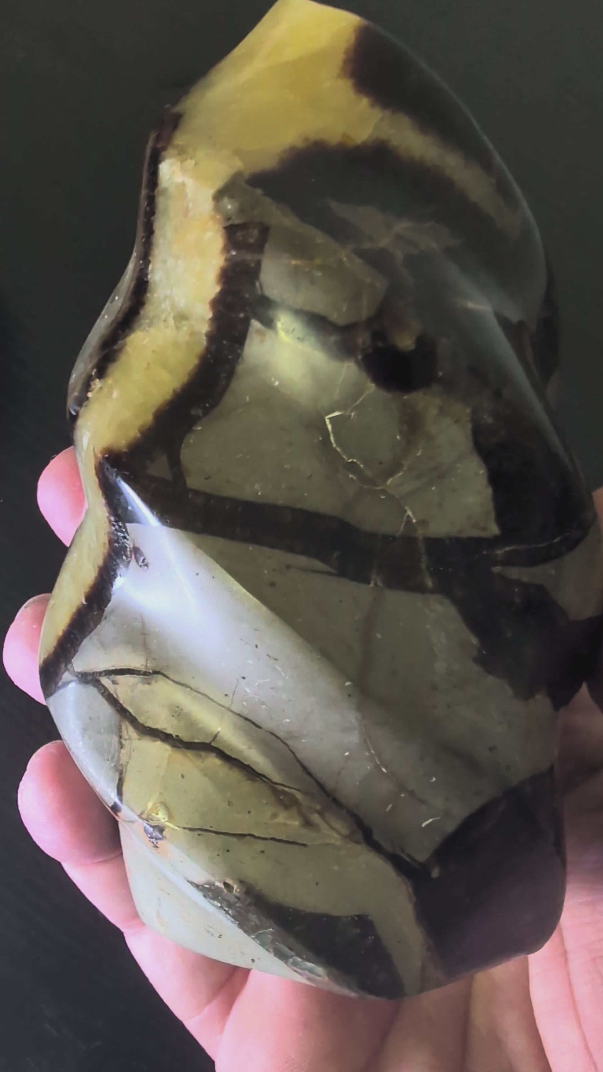 360° video of large septarian flame carving from Madagascar