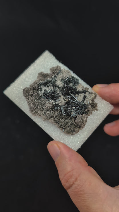 360-degree video of stibnite with calcite from Baia Sprie, Romania