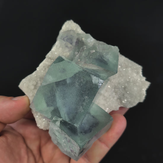 Blue Jelly Fluorite with Phantom Zoning on Quartz – Yaogangxian Mine, China
