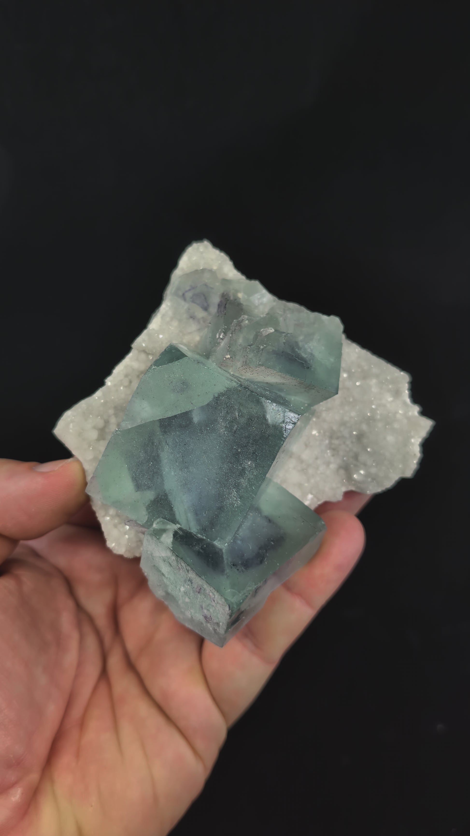 Blue Jelly Fluorite with Phantom Zoning on Quartz – Yaogangxian Mine, China