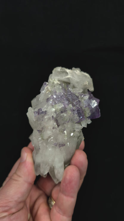 Fluorite on Quartz with Chlorite and UV Fluorescence – Yaogangxian Mine, Hunan, China