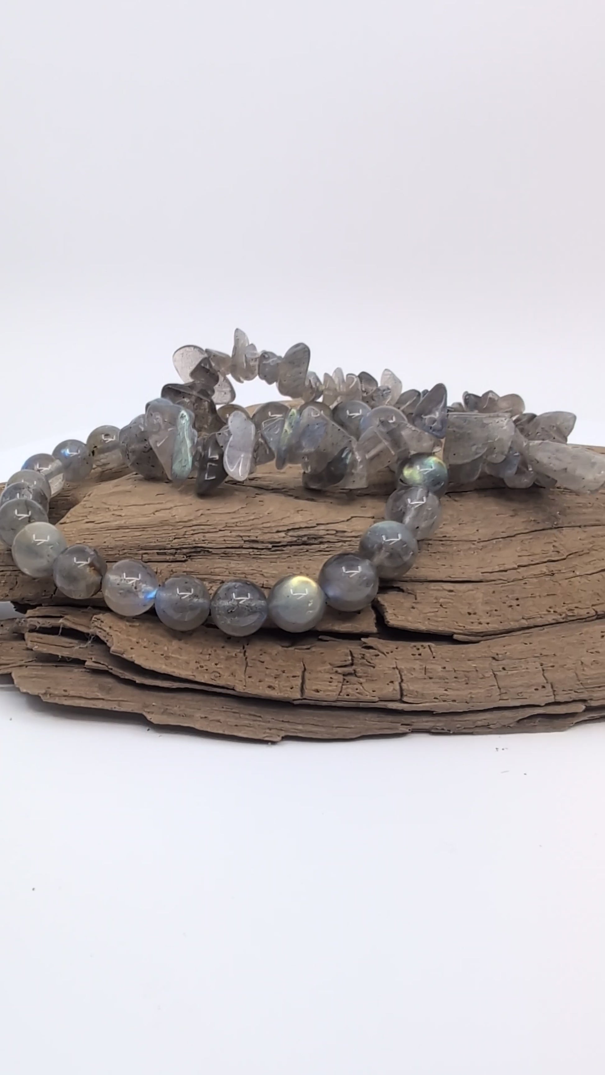 Video of 8MM and Chip Labradorite bracelets 