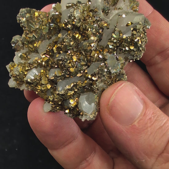 360-degree rotation video of pyrite on quartz specimen