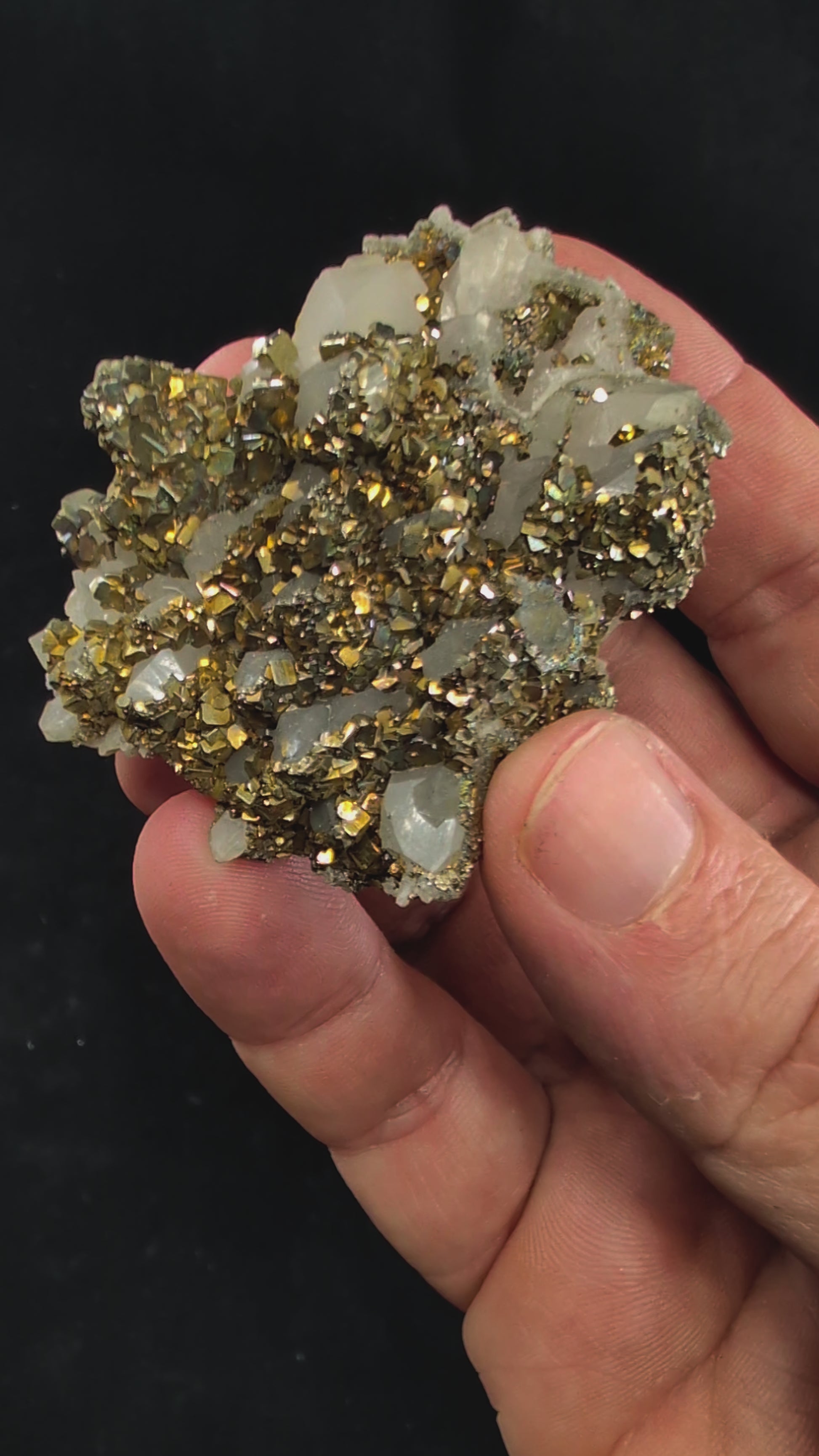 360-degree rotation video of pyrite on quartz specimen