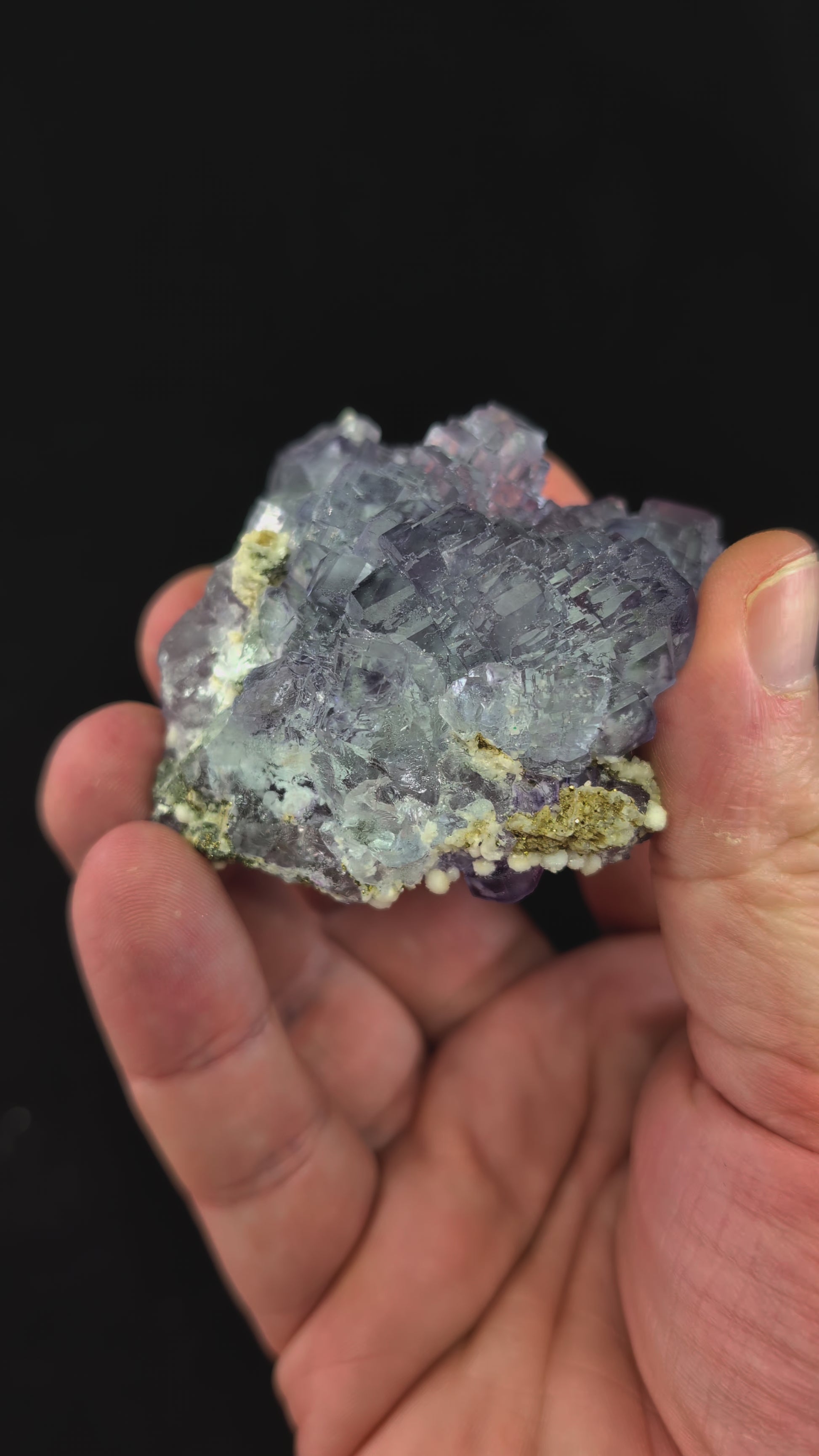 360 Video of YGX Fluorite with Barite and Pyrite 