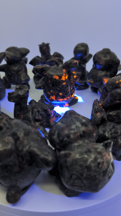 Yooperlite Pokémon‑Inspired Carvings — UV Fluorescent Crystal Figures (2.25–2.75 in, 110–295 g)