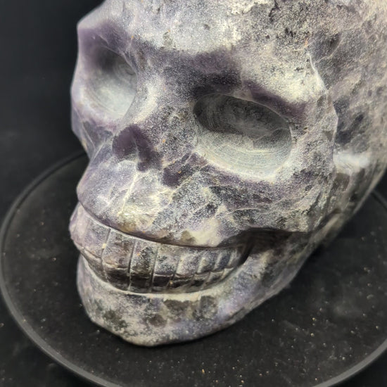 360° video of Lepidolite Skull – 5.45 kg premium carving
