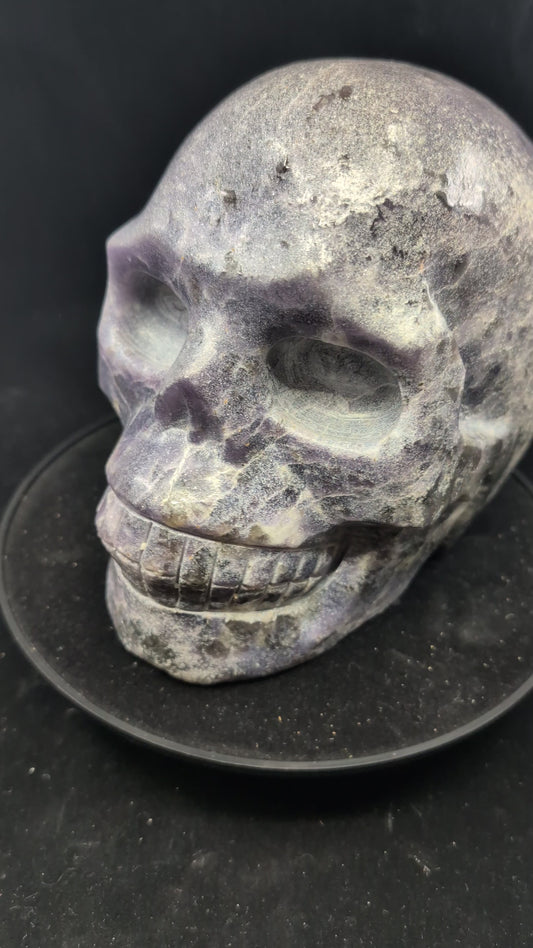 360° video of Lepidolite Skull – 5.45 kg premium carving