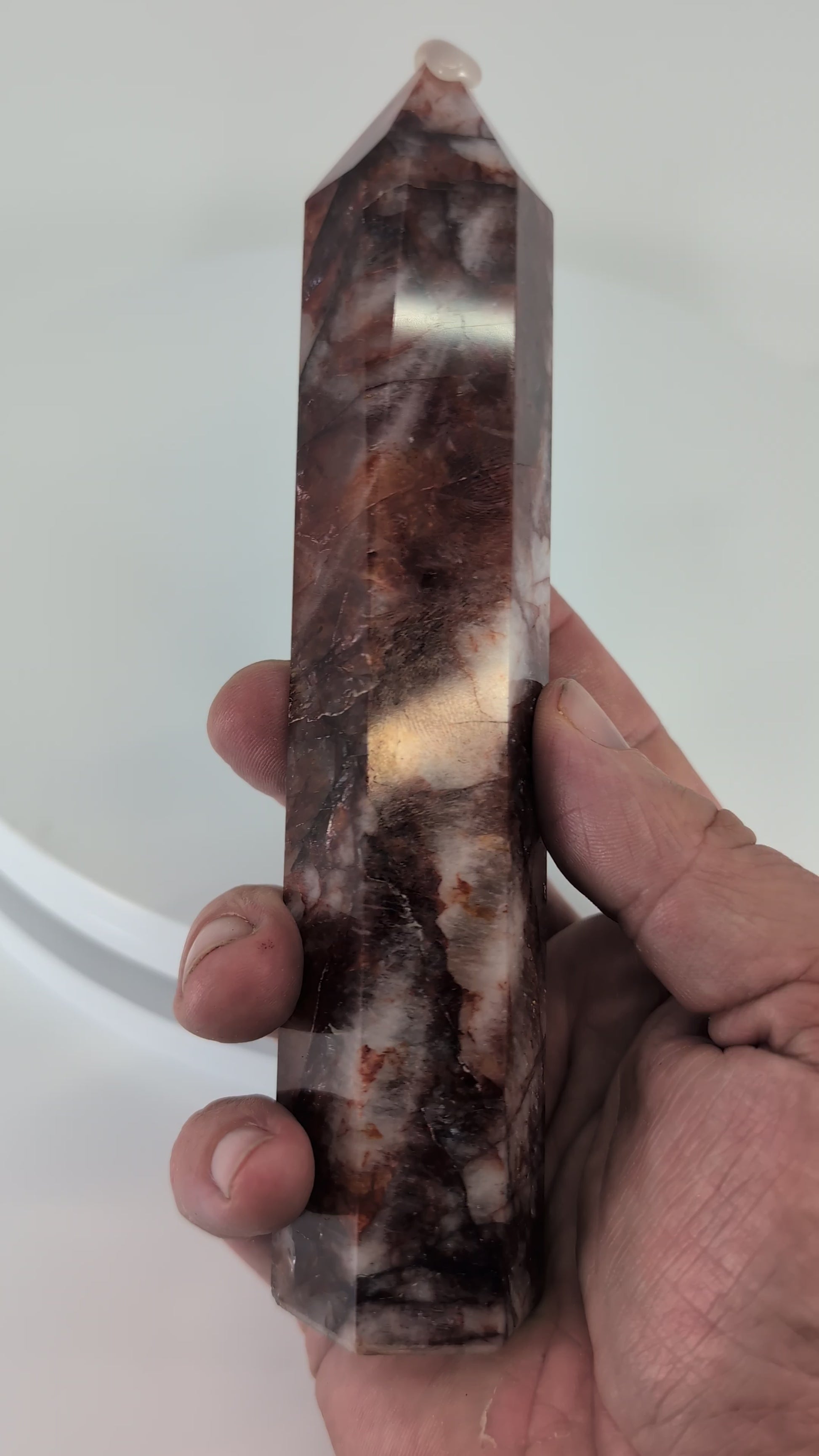 360° rotation video of Fire Quartz tower – Brazil, 17.5 cm