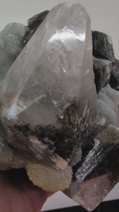 Video of Majestic Dogtooth Calcite with Dendritic Inclusions and Sugar Sphalerite – Fujian, China