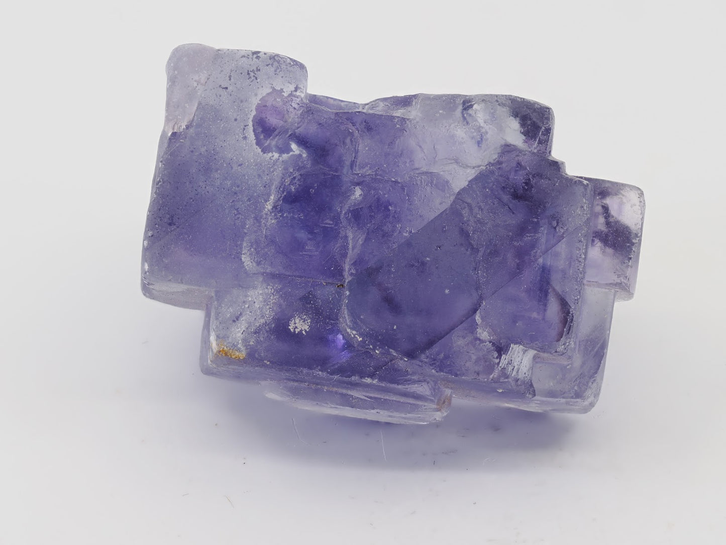 Front view of deep purple stepped-growth Fluorite cluster from China.