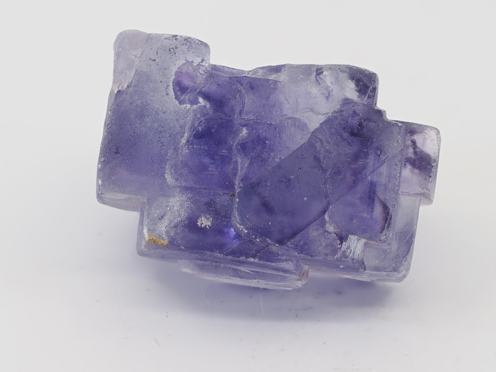 Front view of deep purple stepped-growth Fluorite cluster from China.