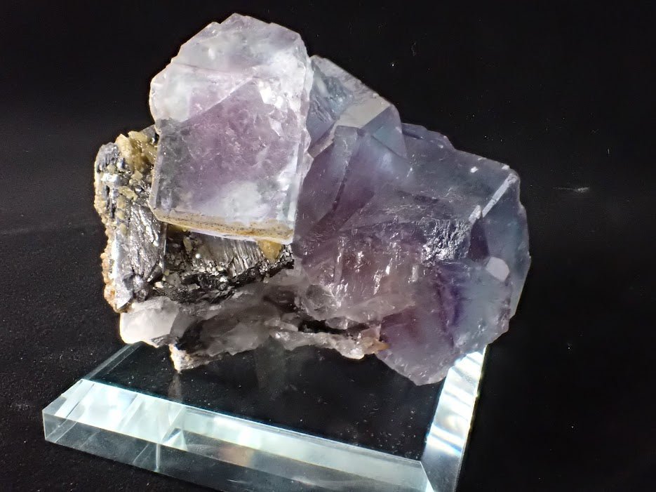 Purple Fluorite with Quartz and Mica – YGX Mine, China - Legacy Crystals and Minerals