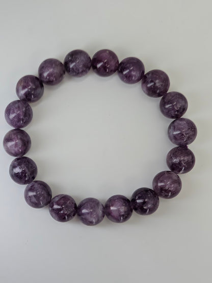 12 mm polished Purple Mica bracelet with deep plum color