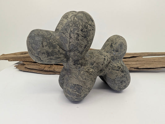 Metallic Pyrite balloon dog specimen C from Peru with a rugged, brassy luster and 3D form.