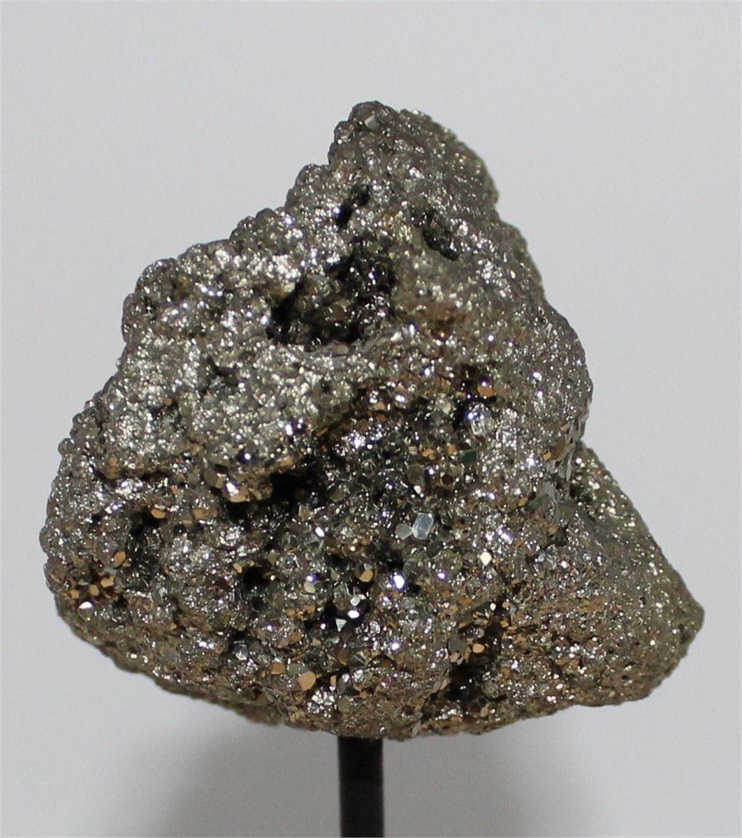 Pyrite Cluster on Metal Stand – Natural Sparkling Specimen from Brazil - Legacy Crystals and Minerals