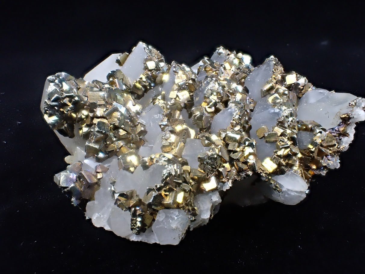 Pyrite on Quartz – Tianshan Mine, Longyan, Fujian, China - Legacy Crystals and Minerals