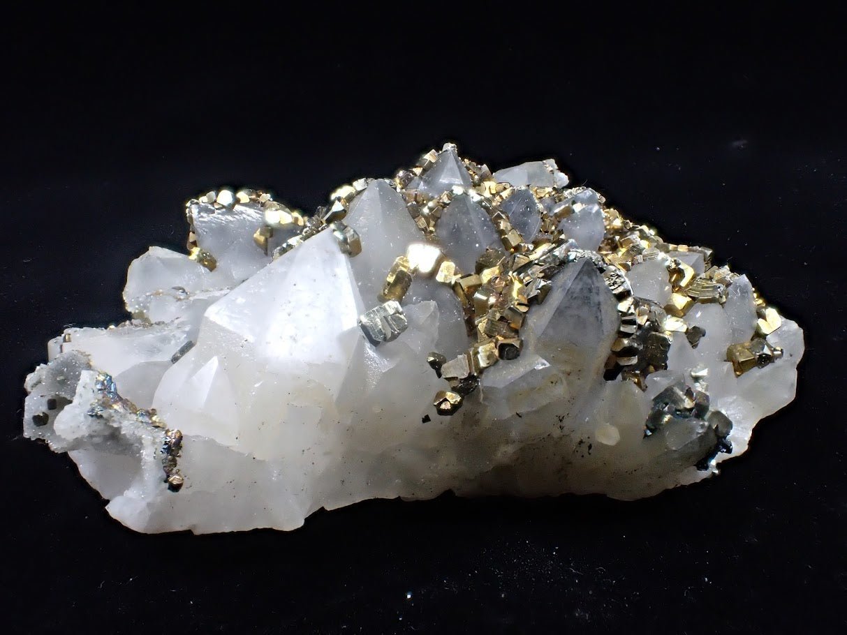 Pyrite on Quartz – Tianshan Mine, Longyan, Fujian, China - Legacy Crystals and Minerals