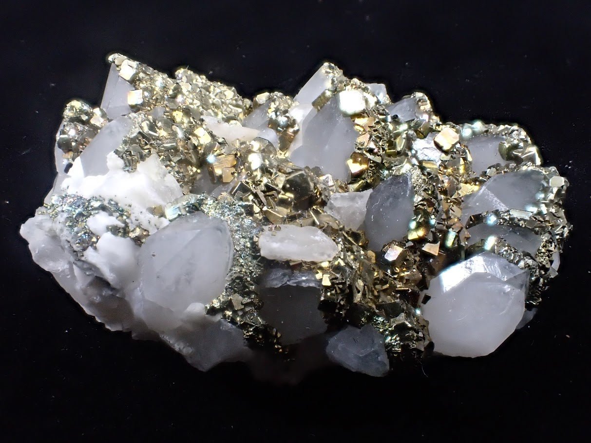 Pyrite on Quartz with High Luster Cubes– Tianshan Mine, Longyan, Fujian, China - Legacy Crystals and Minerals