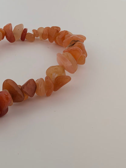 Chip bracelet closeup showing organic tumbled bead shapes