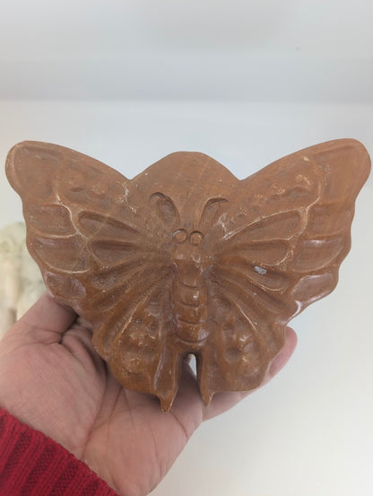 Red Jasper butterfly carving with polished wings