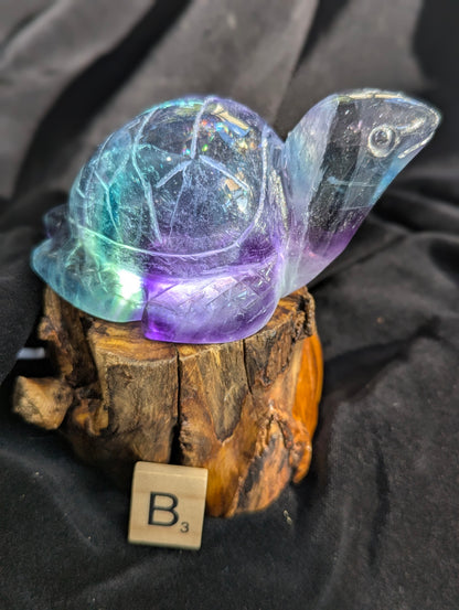 Rainbow Fluorite Sea Turtle Carvings