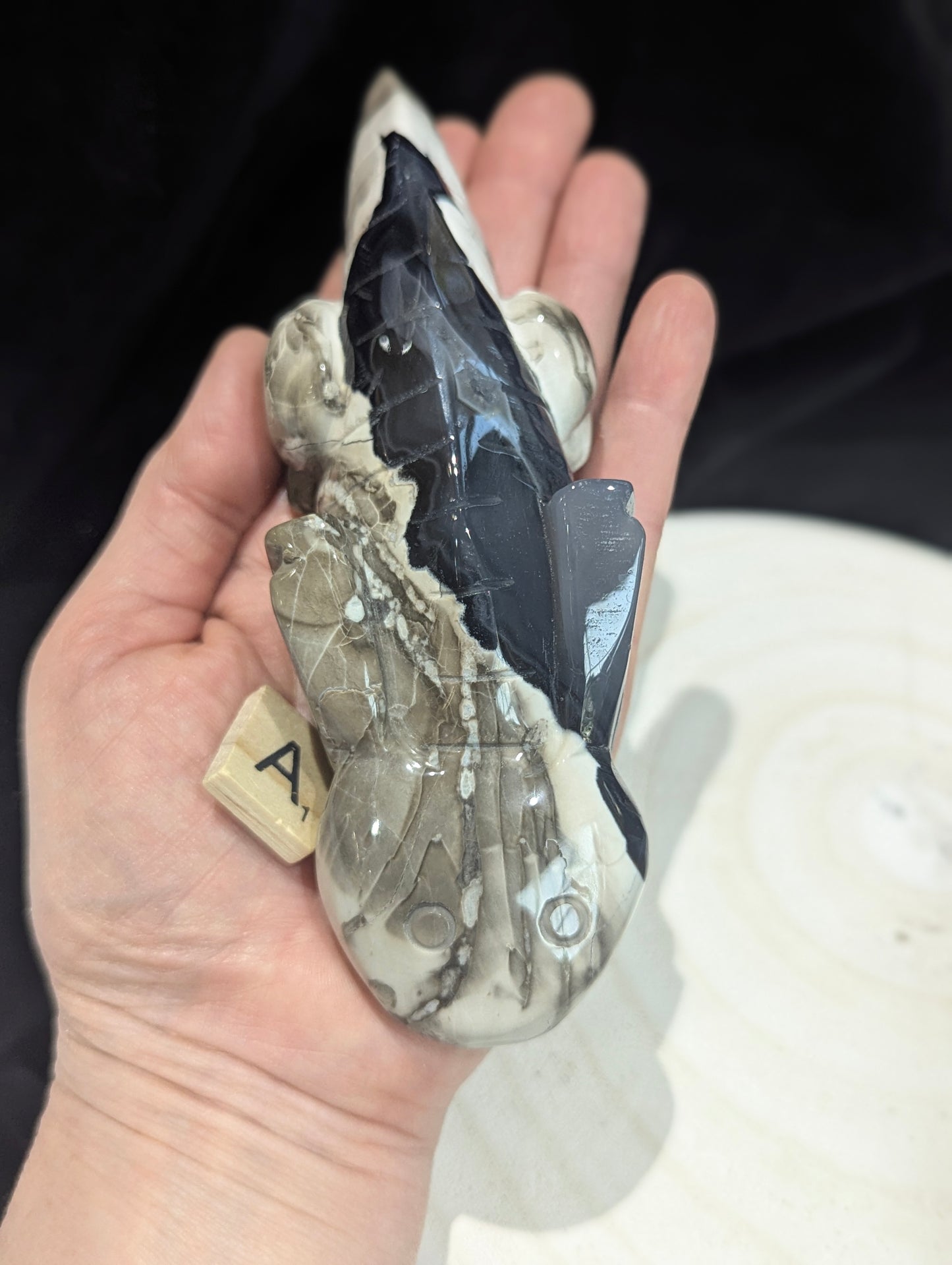 Volcano Agate Axolotl - UV Reactive ~16cm long ~365g