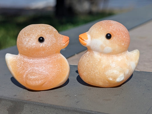 Rubber Duck Orange Calcite Carving