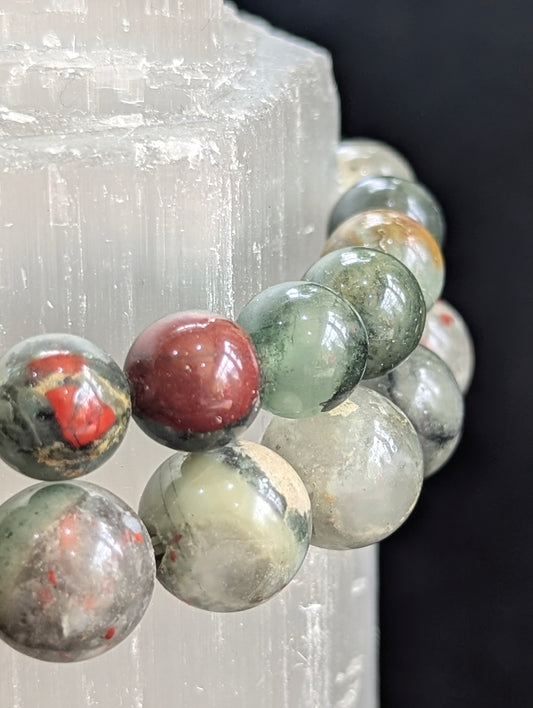 African Bloodstone Bracelet – 8mm & 10mm Polished Beads