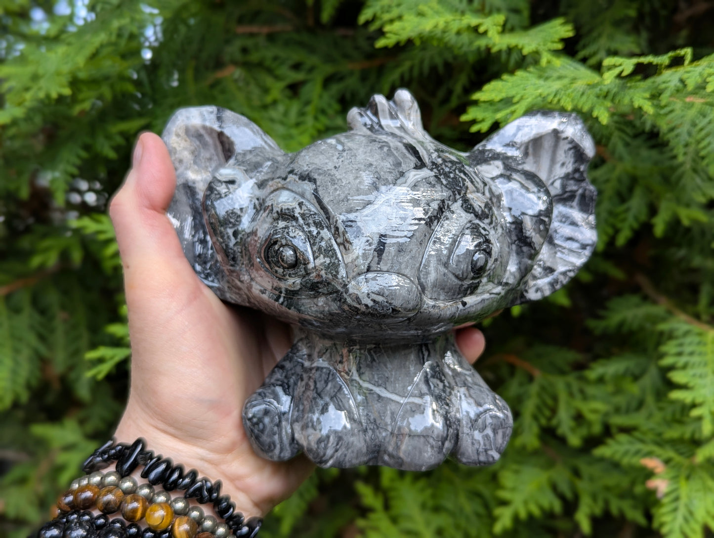 Picasso Jasper "Stitch" Hand-Carved Crystal Sculpture – Statement Piece - 5", 1.67kg