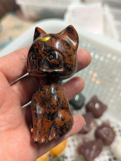 Luna Cat Moon Cat Crystal Carvings 3in. - choose your mineral - Legacy Crystals and Minerals