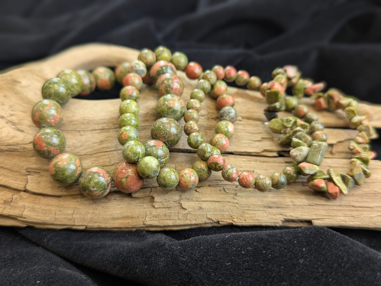 Unakite Bracelets – Chip, 7mm, 8mm & 12mm Natural Beads