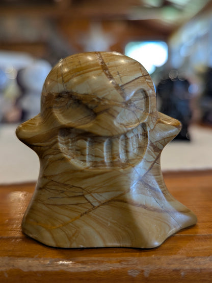 Crystal Ghost Carvings – Mahogany Jasper & Ruby in Zoisite