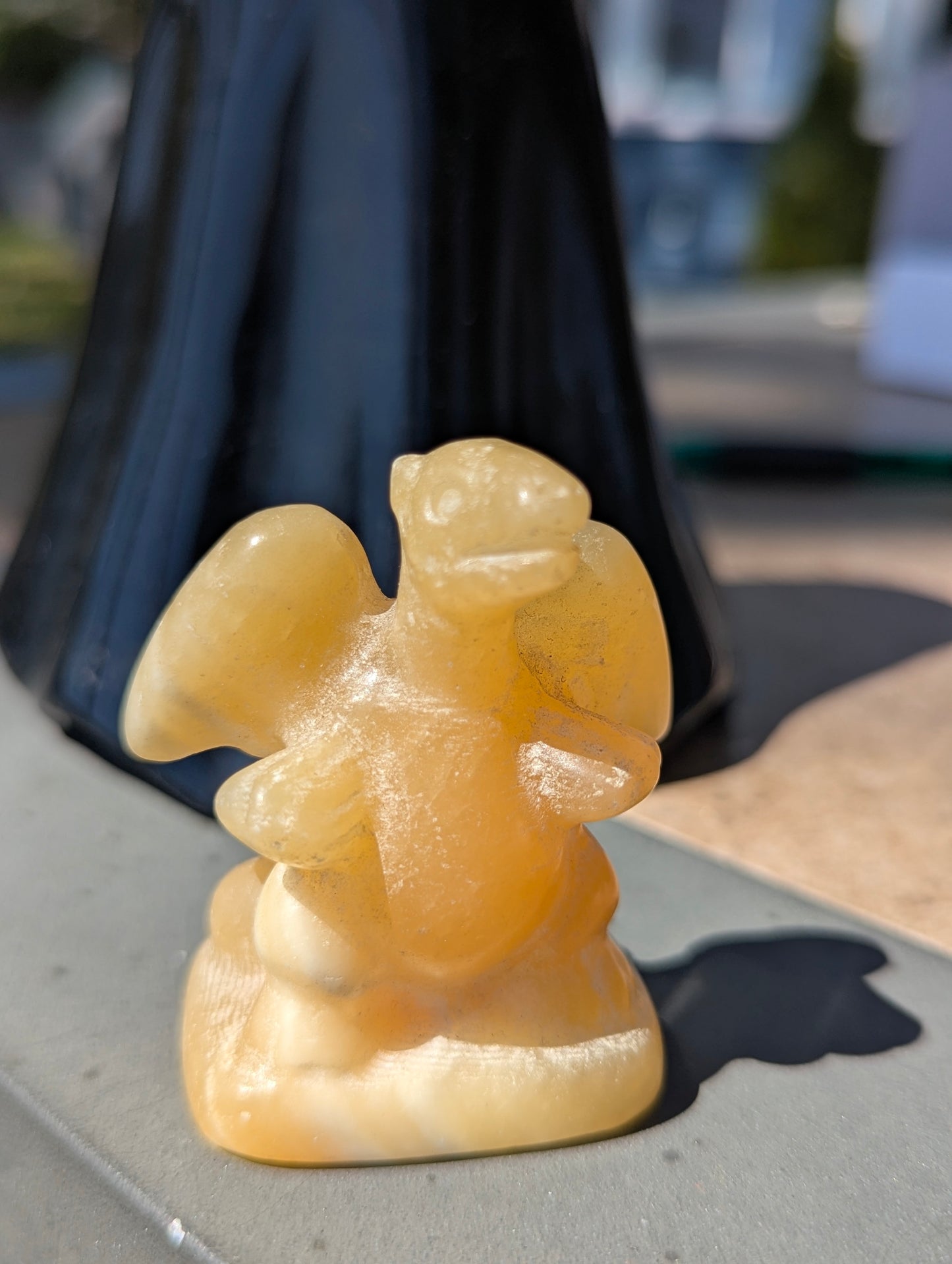 Orange Calcite Charizard, Lizardon Carving ~ 2in., 165g