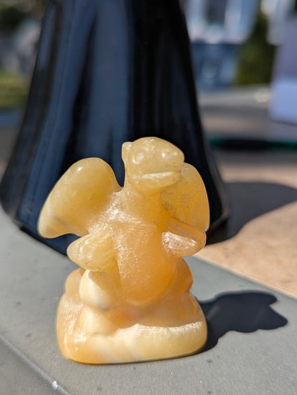Orange Calcite Charizard, Lizardon Carving ~ 2in., 165g