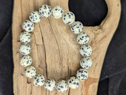 Bracelet en Jaspe Dalmatien — Perles rondes de 6mm, 8mm et 10mm