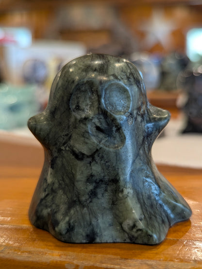 Crystal Ghost Carvings – Mahogany Jasper & Ruby in Zoisite
