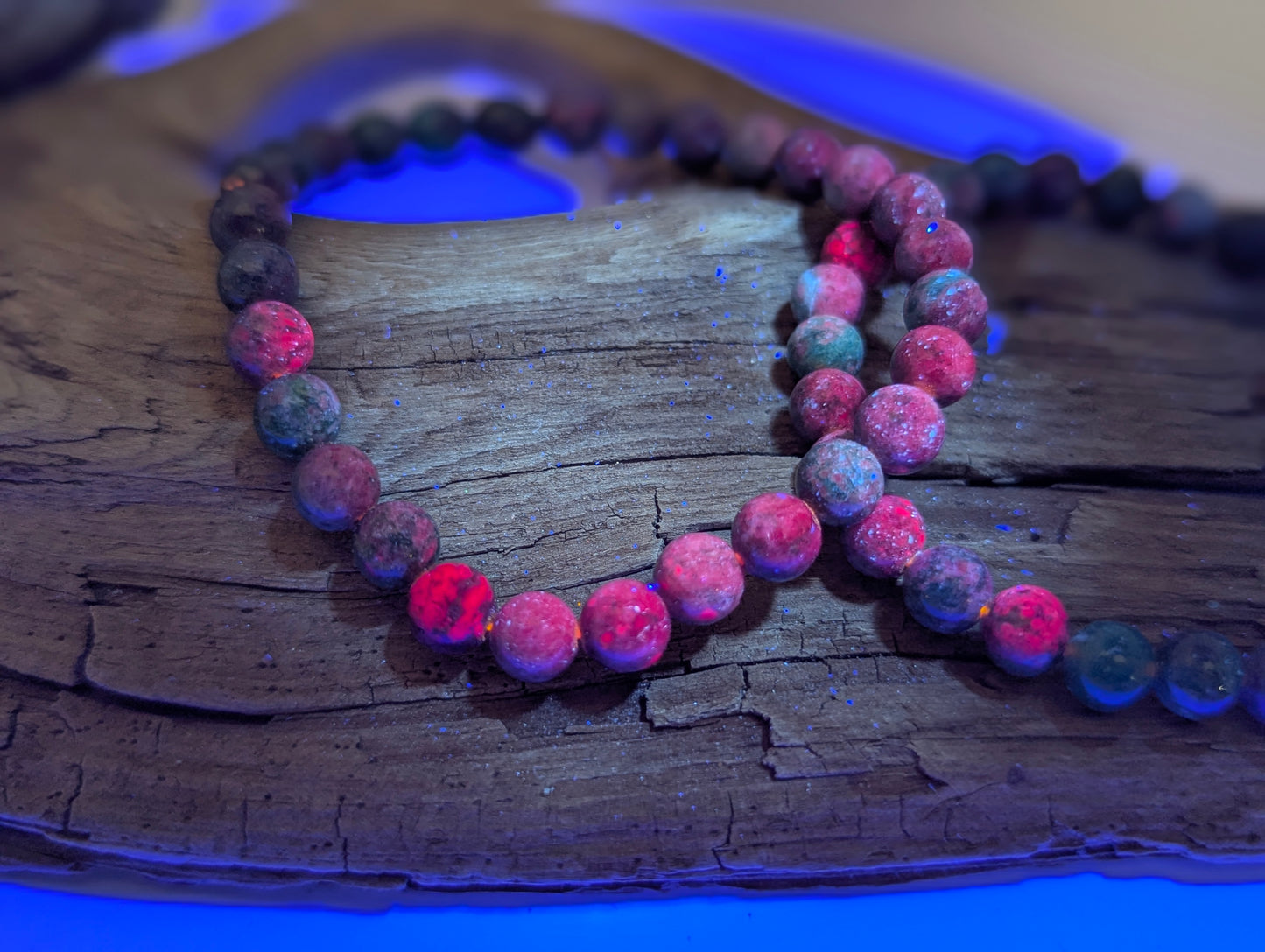Ruby in Blue Kyanite Bead Bracelet – 7mm and 8mm Natural Corundum (India)