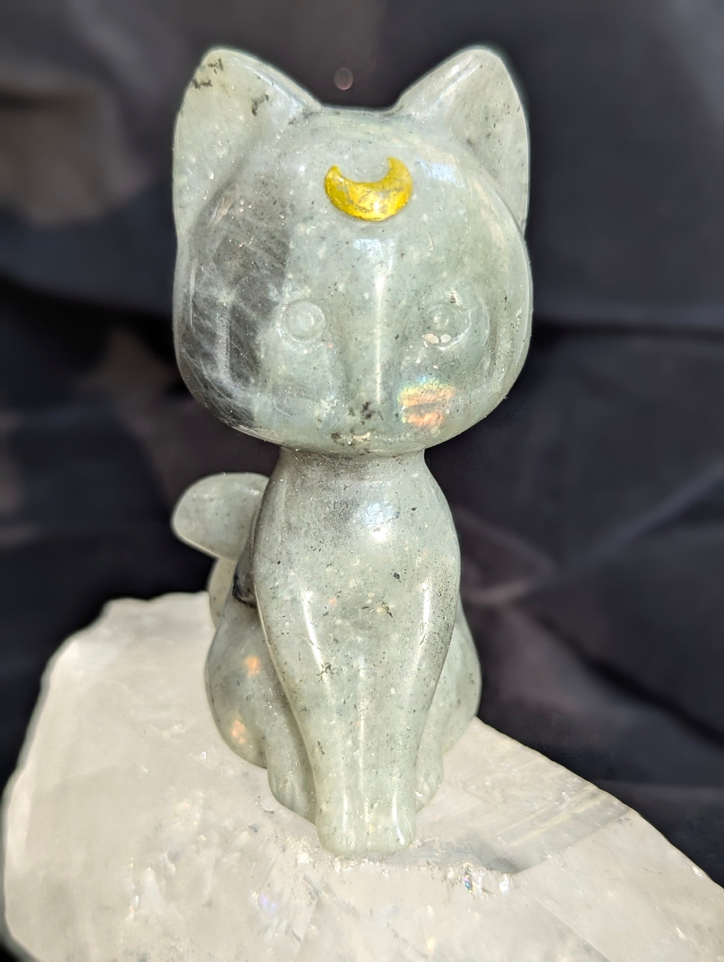 Luna Chat Chat Lune Sculptures Cristallines 7,6 cm - choisissez votre minéral