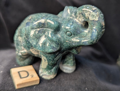 Moss Agate Elephants ~ 2.3in., 190g