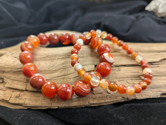 Red Sardonyx Bracelet – 6mm & 12mm Natural Banded Agate