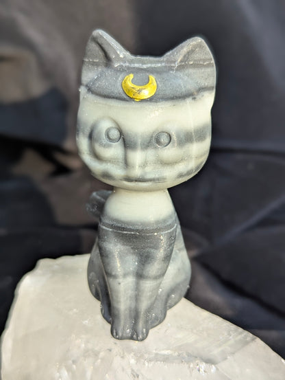 Luna Chat Chat Lune Sculptures Cristallines 7,6 cm - choisissez votre minéral