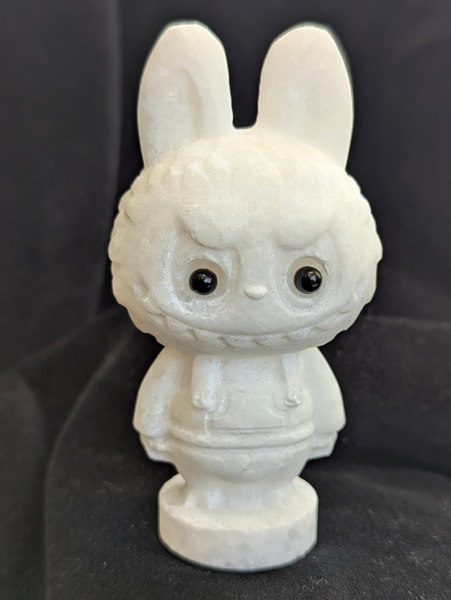 Labubu Carvings 3in. – White Jade, Black Obsidian or Golden Moonstone with Smoky Quartz