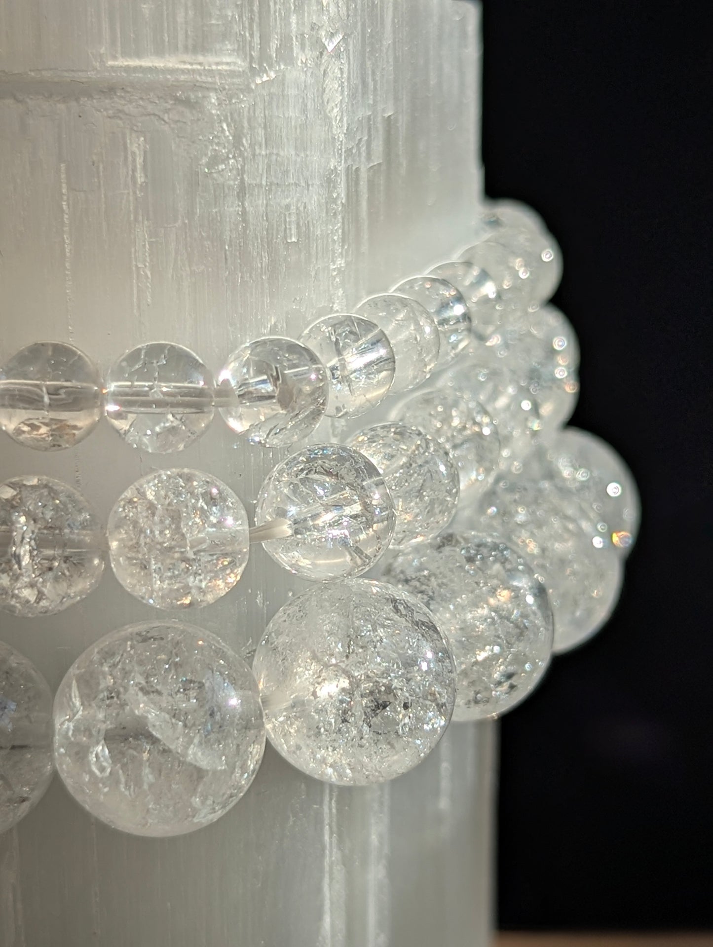 Clear Crackle Quartz Bracelet — 6mm, 8mm & 12mm Beads