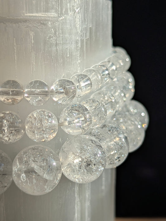 Clear Crackle Quartz Bracelet — 6mm, 8mm & 12mm Beads