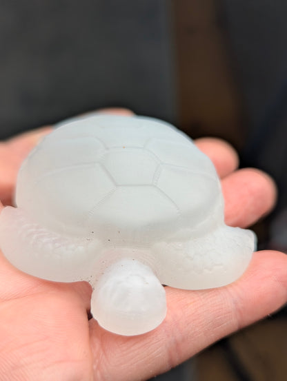 Luminous Selenite Sea Turtle Carvings | ~3.3in., ~ 90g